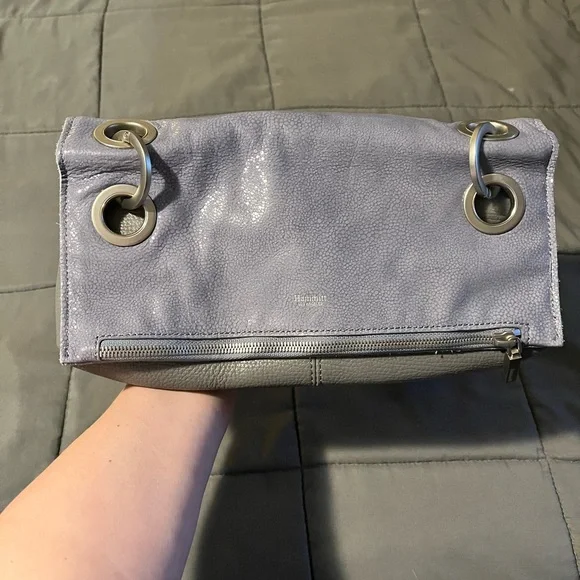 EUC Hammit VIP Meduim Montana reversible crossbody in Stingray Blue/Steel Grey